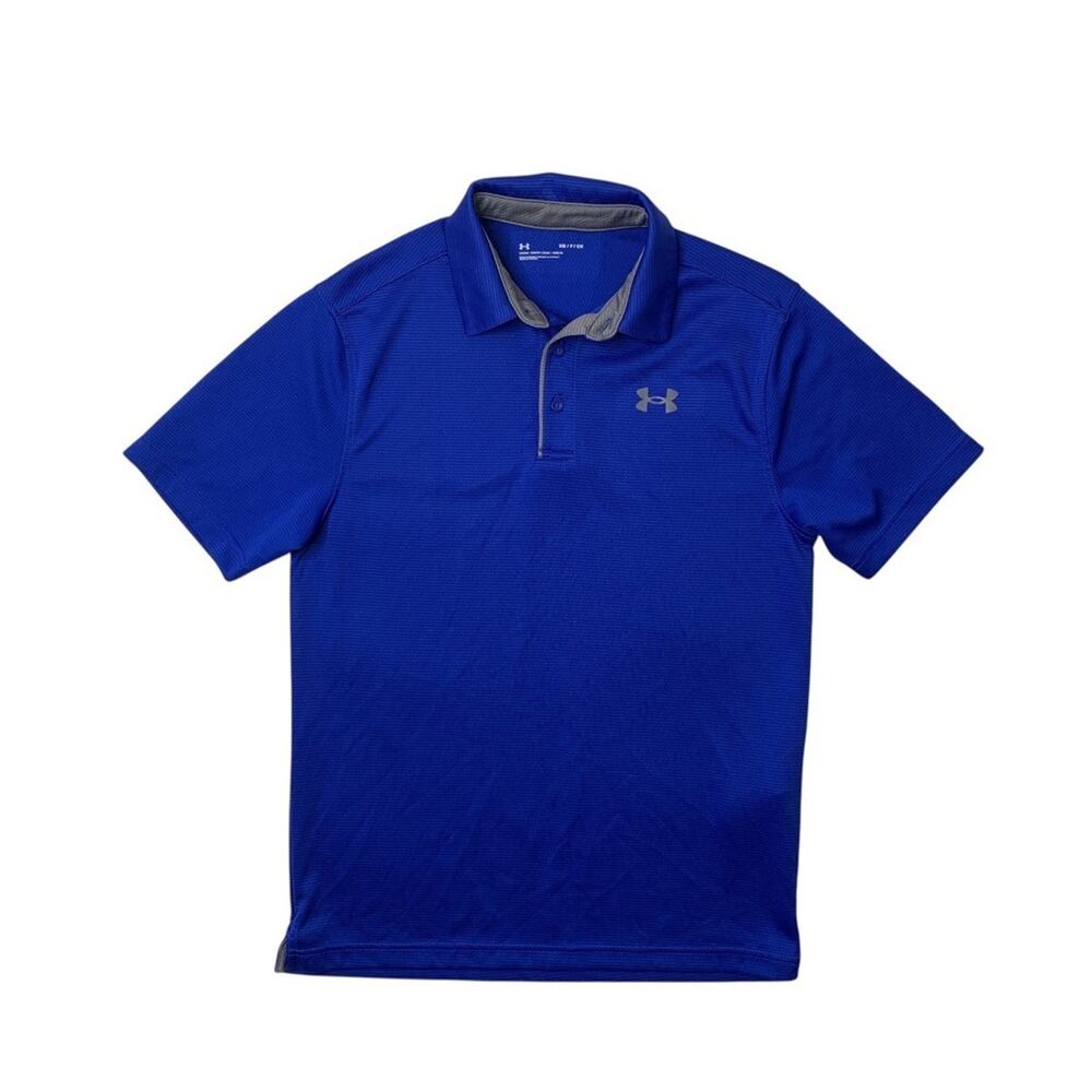 Under Armour Polo Shirt Mens S Small Blue Loose Quick Dry Performance Golf